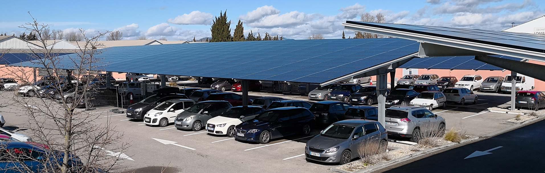 Parking McCormick à Monteux exploitation Coruscant - Ombrieres solaires